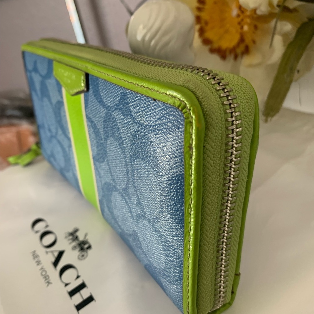 Coach Blue and Green Women's Wallet - Picture 3 of 6